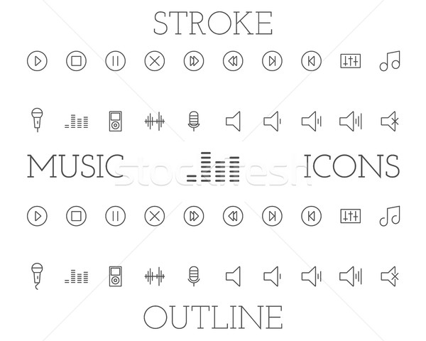 Music outline and stroke icons set, simple thin line design. Isolated on white background.  Stock photo © JeksonGraphics
