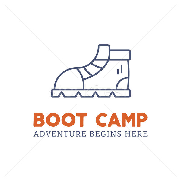 Camping adventure logo design with boot and typography elements. text - boot camp. Backpacking symbo Stock photo © JeksonGraphics
