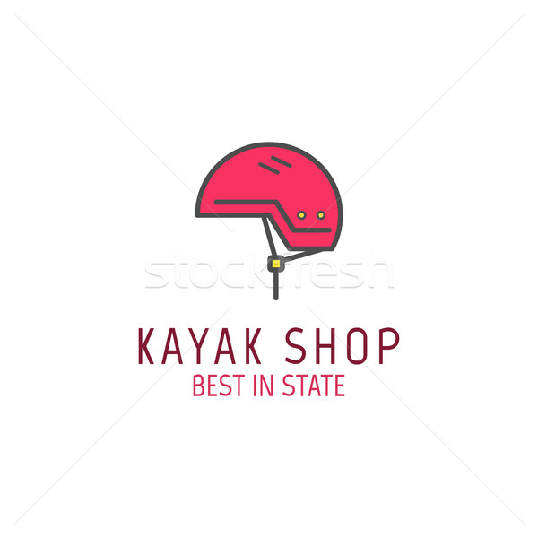 Cute minimal kayak shop icon, logo, label or line badge. Outdoor adventure emblem, nice color design Stock photo © JeksonGraphics