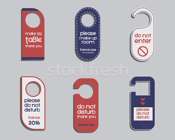 Brand identity elements- Door knob or hanger sign set- do not disturb design. Corporate branding. Fr Stock photo © JeksonGraphics
