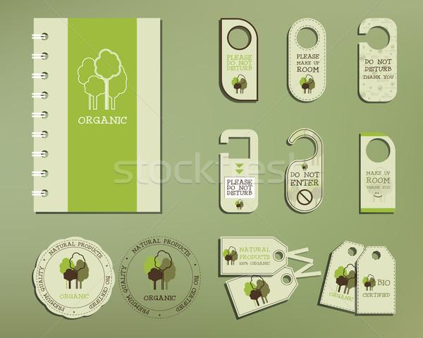 Green and organic corporate identity set template with tree elements. Vector company style for brand Stock photo © JeksonGraphics