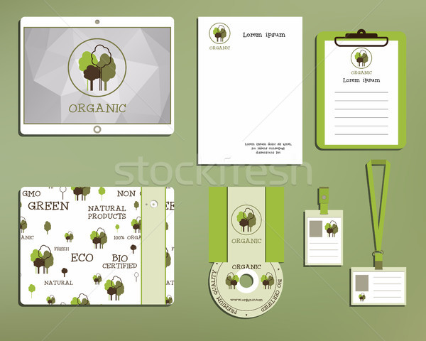 Foto stock: Verde · orgânico · corporativo · identidade · conjunto · modelo