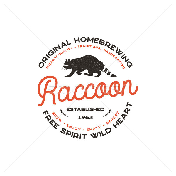 Wild animal badge with Raccoon and typography elements. Beer Logo template for brewing company. Stoc Stock photo © JeksonGraphics