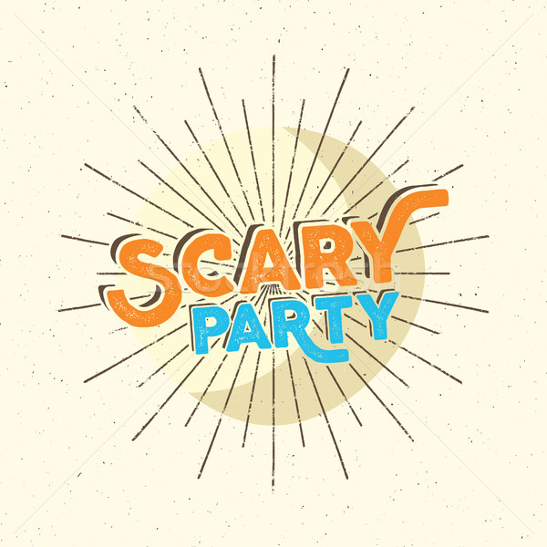 Halloween scary party typography label template. Old style vector design. Text with retro grunge eff Stock photo © JeksonGraphics