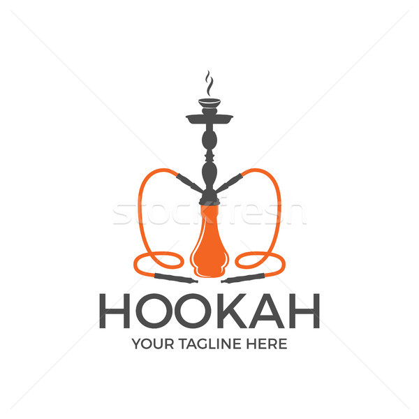 Hookah logo design, label, badge. Vintage shisha logo. Lounge cafe emblem. Arabian bar or house, sho Stock photo © JeksonGraphics