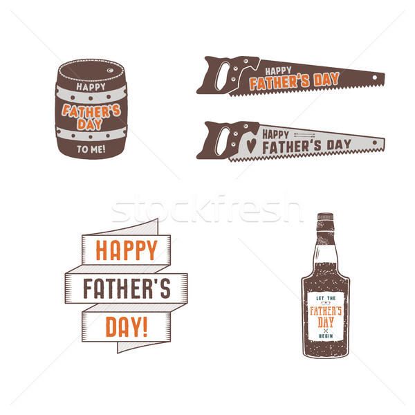 Fathers day badges, labels collection. Holiday stickers for t shirts and other identity. Retro color Stock photo © JeksonGraphics