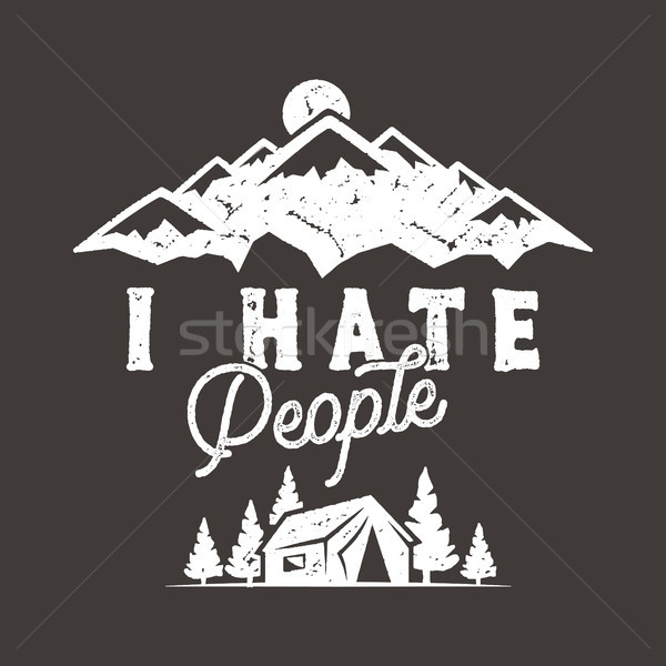 Odio personas camiseta montana camping regalo Foto stock © JeksonGraphics
