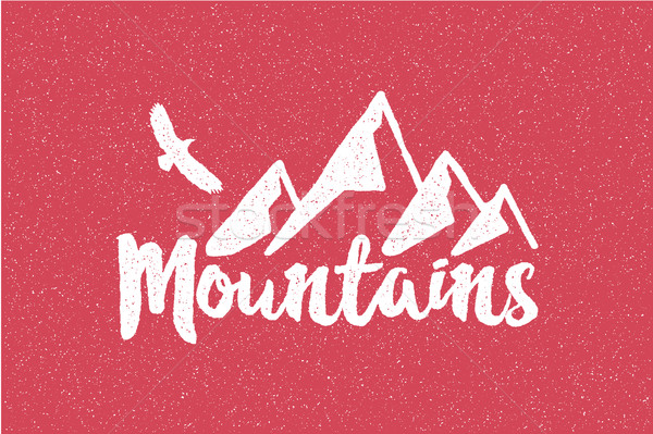 Hand drawn wilderness old style typography poster with retro mountains and eagle Letterpress Print R Stock photo © JeksonGraphics