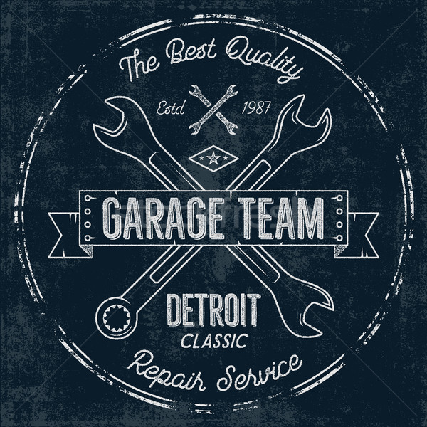 Garage service vintage tee design graphics, Detroit classic, repair service typography print. T-shir Stock photo © JeksonGraphics