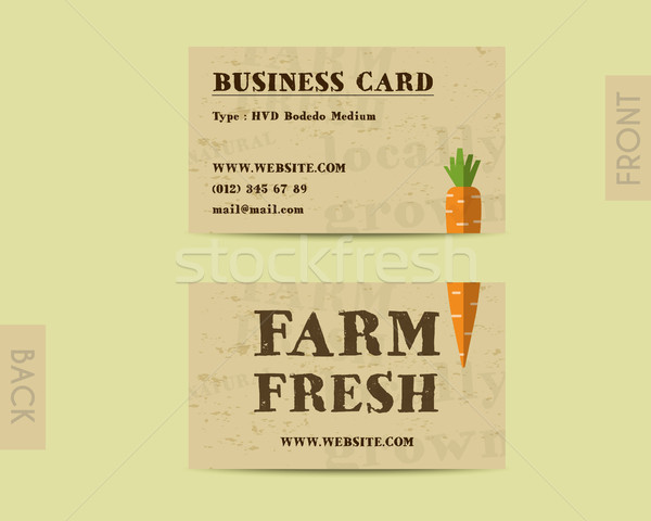 Stylish Farm Fresh visiting card, template with carrot. Mock up design. Retro colors. Best for natur Stock photo © JeksonGraphics