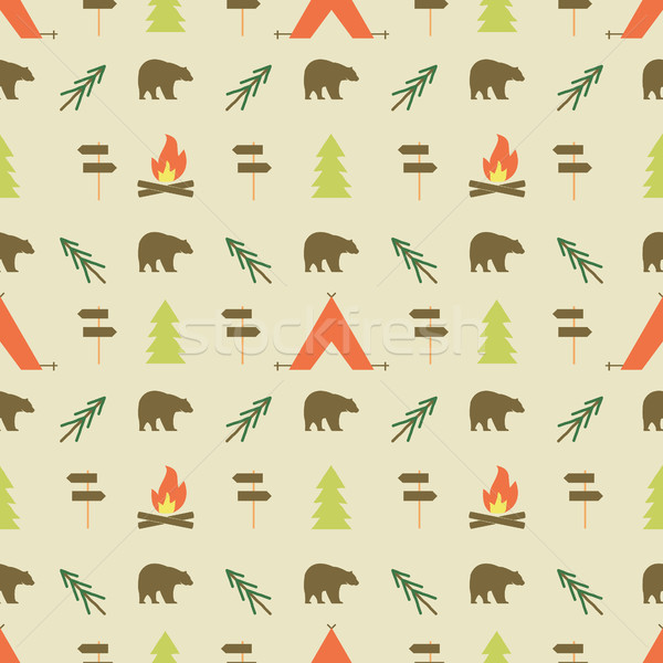 Camping elements pattern.  seamless wallpaper design. Equipment for  background  print. Adventure or Stock photo © JeksonGraphics