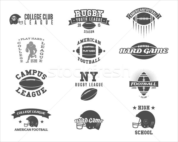 Foto stock: Universidad · rugby · americano · fútbol · equipo · insignias