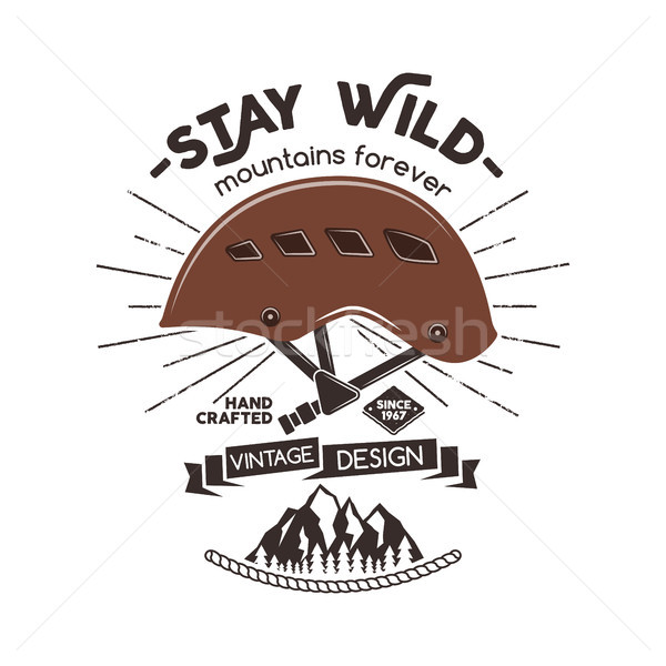 Vintage montañismo placa escalada logo vector Foto stock © JeksonGraphics