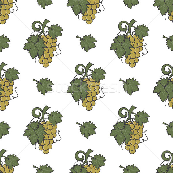 Grape vine and leaf icons seamless wallpaper. Wine cover pattern. Cute retro colors. Good for winery Stock photo © JeksonGraphics
