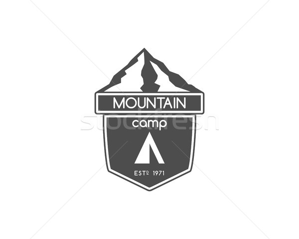 Stockfoto: Vintage · reizen · berg · camping · badge · outdoor