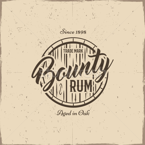 Vintage handcrafted label, emblem with old barrel and vector sign - bounty rum. Sketching filled sty Stock photo © JeksonGraphics