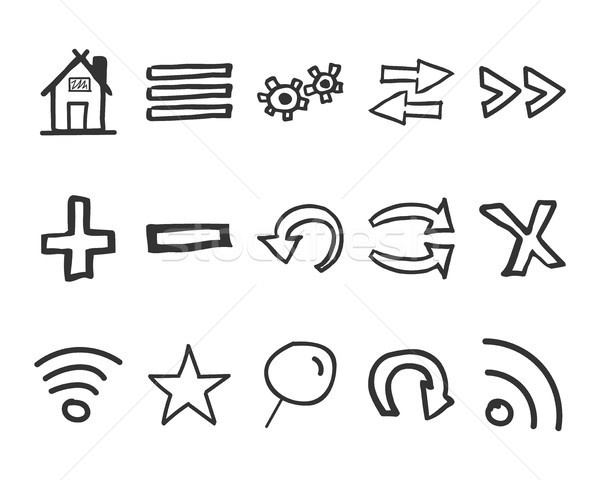 Set Hand gezeichnet Web-Icons logo Internet Browser Stock foto © JeksonGraphics