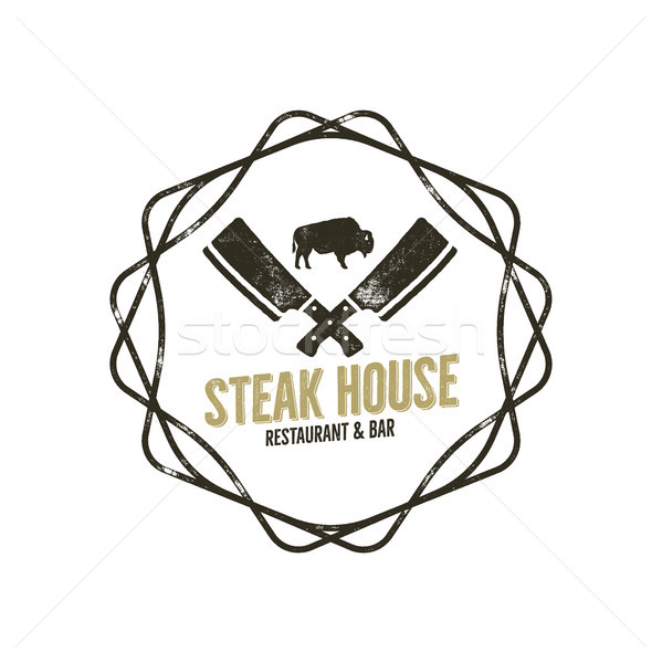 [[stock_photo]]: Steak · maison · vintage · étiquette · typographie