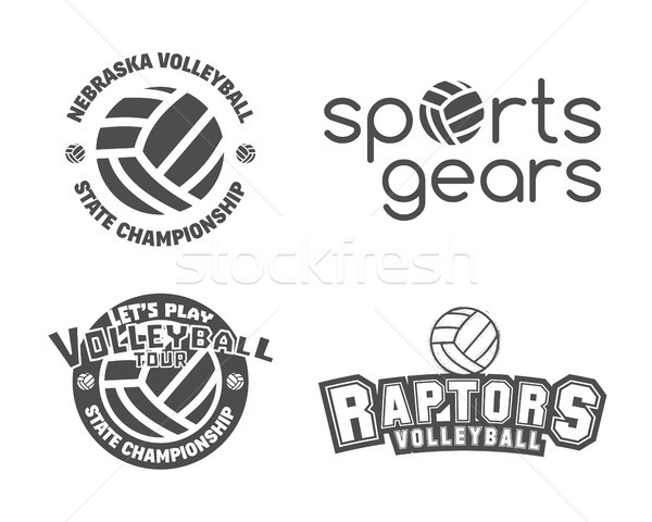 [[stock_photo]]: Volleyball · étiquettes · badges · logo · sport