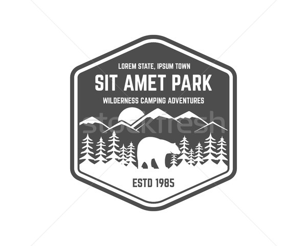 National park vintage badge. Mountain explorer label. Outdoor adventure logo design with bear. Trave Stock photo © JeksonGraphics