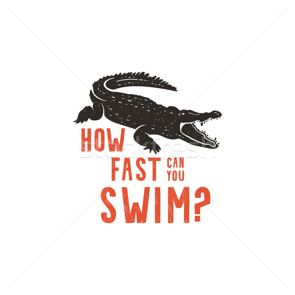 Crocodile logo template. Symbol of alligator. Crocodile with text. Wild animal typography badge desi Stock photo © JeksonGraphics