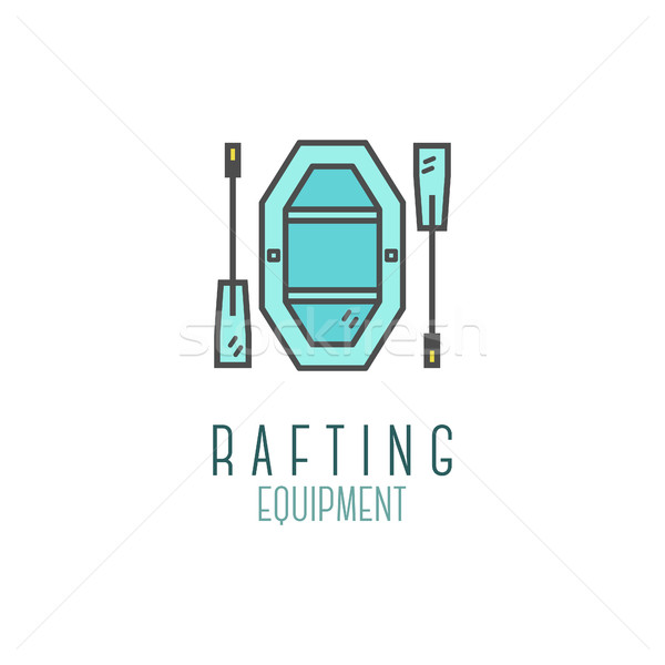 Cute minimal rafting equipment shop icon, logo, label or line badge. Outdoor adventure emblem, nice  Stock photo © JeksonGraphics