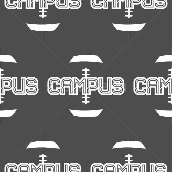 American football campus seamless pattern in grunge retro monochrome style. with training text. Styl Stock photo © JeksonGraphics