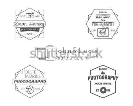 Photographer Badges and Labels in Vintage Style. Simple Line design. Retro theme for photo studio, p Stock photo © JeksonGraphics