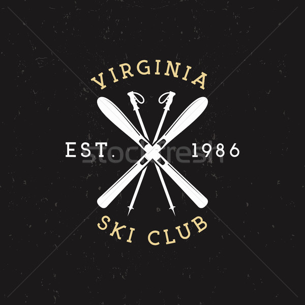 Kış spor Kayak kulüp etiket bağbozumu Stok fotoğraf © JeksonGraphics