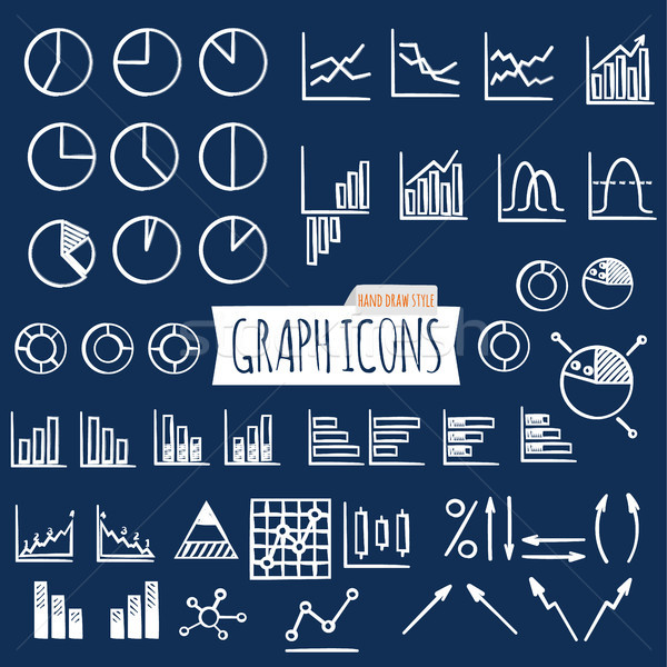 Stock photo: Business charts. Hand Draw style. Set of thin line graph icons. Outline