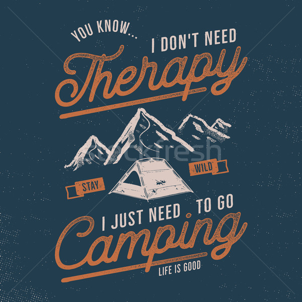 Vintage hand drawn t shirt design. Wanderlust, camping thematic tee graphics. Typography poster with Stock photo © JeksonGraphics