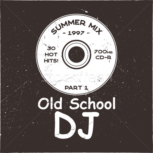 Music concept T-shirt design. Old School DJ tee with CD and sign - summer mix 1997. 90s funny poster Stock photo © JeksonGraphics
