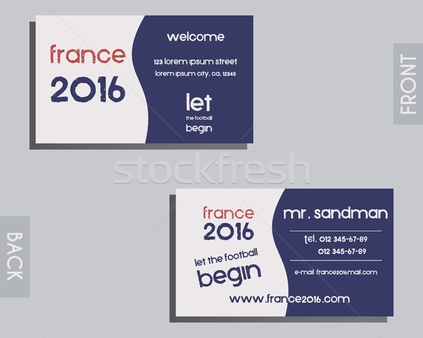 Brand identity elements - visiting card template. France 2016 Football. The national colors of Franc Stock photo © JeksonGraphics