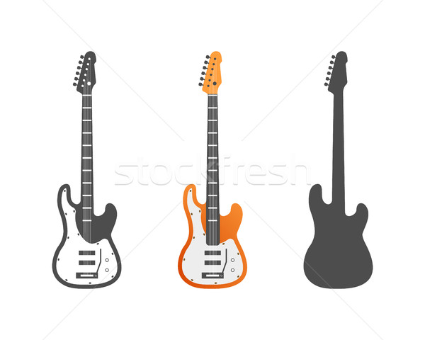 Electric guitars icons set. Musical instrument symbols vector illustration. Isolated on white backgr Stock photo © JeksonGraphics