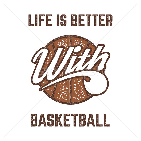 Vintage Basketball sports tee design in retro rubber style with symbols - ball and vector typography Stock photo © JeksonGraphics