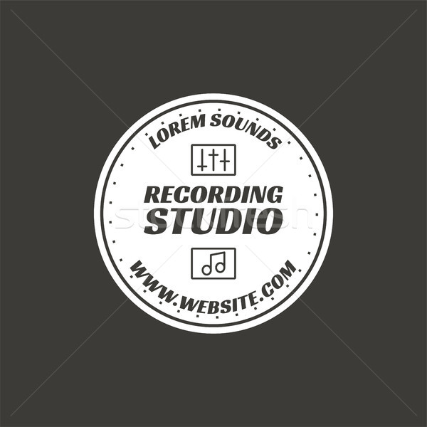 Recording studio vector label, badge, emblem logo with musical instrument. Stock vector illustration Stock photo © JeksonGraphics