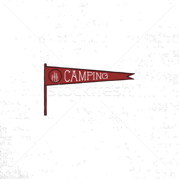 Camping pennant template. Vintage Hand drawn pennant in retro colors design. Best for t-shirts, trav Stock photo © JeksonGraphics