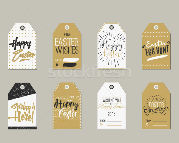Szett kellemes húsvétot ajándék címkék tinta feliratok Stock fotó © JeksonGraphics
