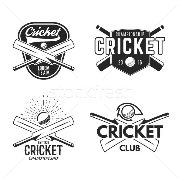 Cricket logo set, sports template emblems elements - ball, bat. Use as icons, badges, label designs  Stock photo © JeksonGraphics