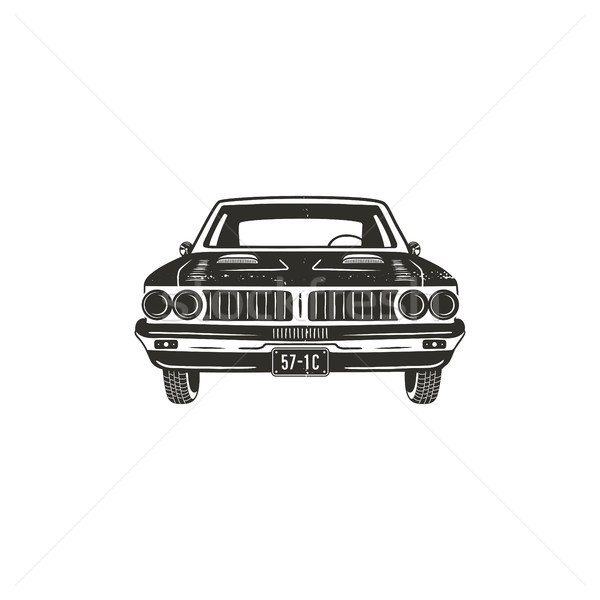 Vintage hand drawn muscle car. Retro car symbol design. Classic car emblem isolated on white backgro Stock photo © JeksonGraphics