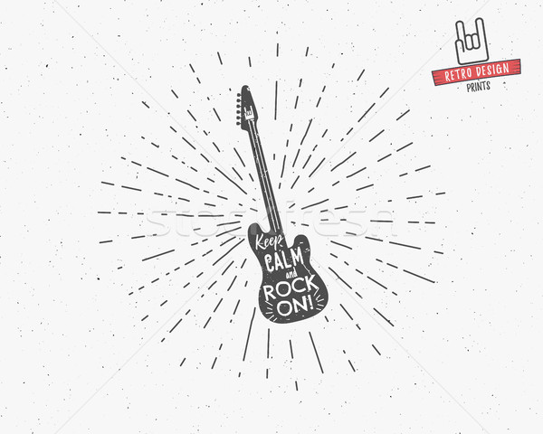 Vettore vintage chitarra etichetta tipografia elementi Foto d'archivio © JeksonGraphics