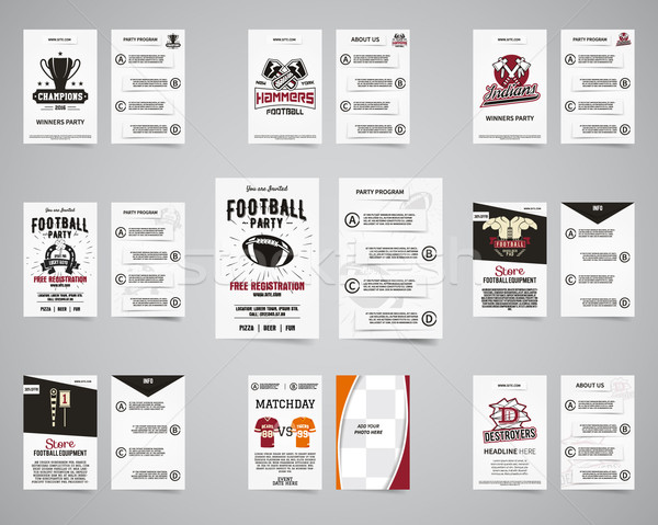 American football brochure set. Flyer templates design collection. Usa Sport brand identity letterhe Stock photo © JeksonGraphics