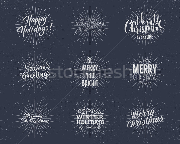 Set of Christmas , New Year 2017 lettering, wishes, sayings and vintage labels. Season's greetings c Stock photo © JeksonGraphics