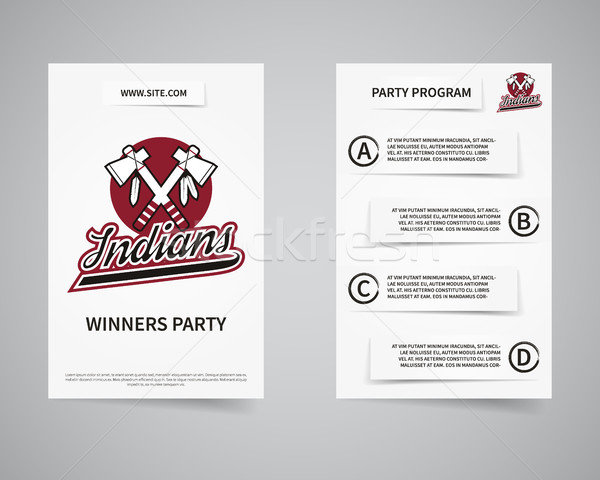 Stock photo: American football winners party back and front flyer template design. Usa Sport brand identity lette
