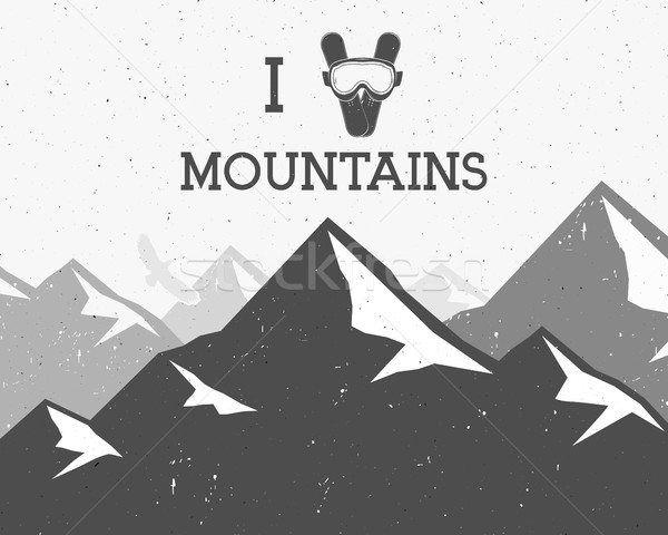 Motivational and inspirational typography poster with love mountains text. Winter mountain adventure Stock photo © JeksonGraphics