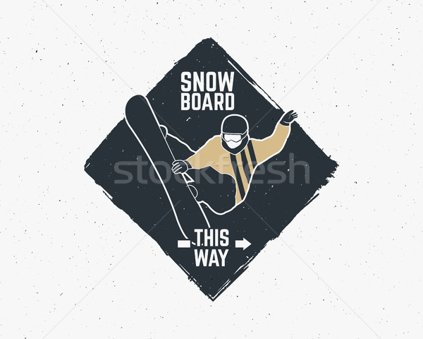 Snowboard autocolant epocă munte explorator etichetă Imagine de stoc © JeksonGraphics