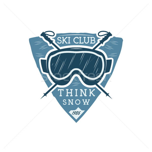 Winter sports ski club Label with goggles. Vintage Mountain explorer badge. Outdoor adventure logo d Stock photo © JeksonGraphics