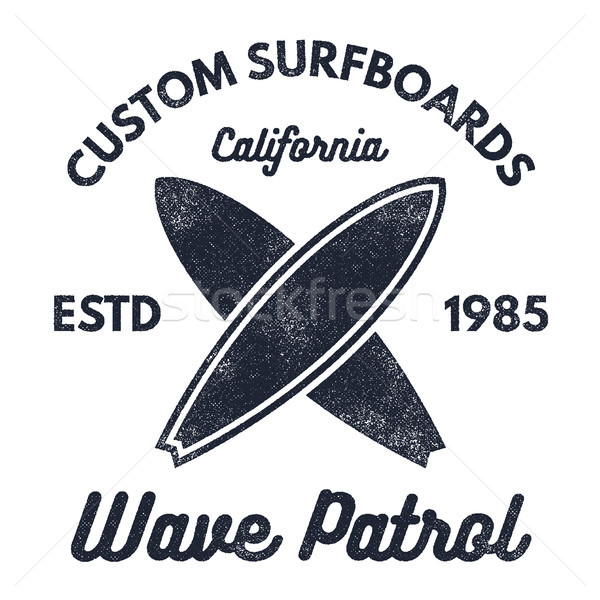 Vintage Surfing tee design. Retro t-shirt Graphics and Emblems for web or print. Surfer, beach style Stock photo © JeksonGraphics