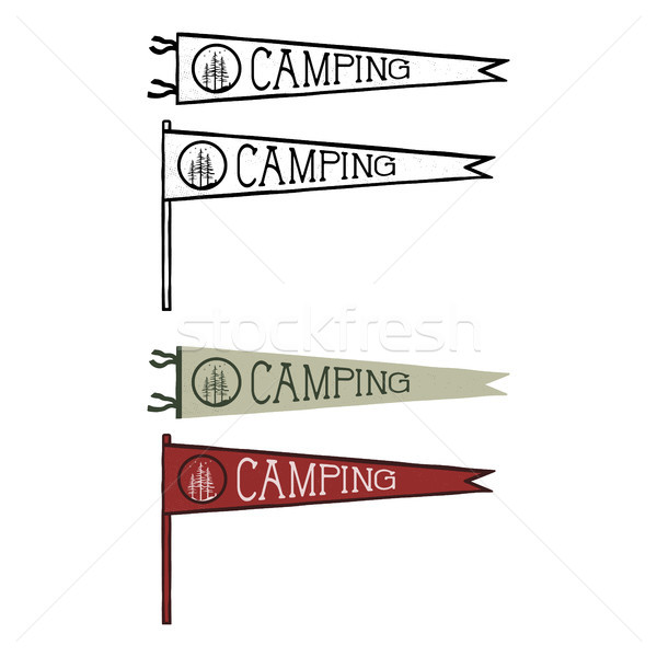 Camping pennants templates. Vintage Hand drawn pendants in retro colors design. Best for t-shirts, t Stock photo © JeksonGraphics