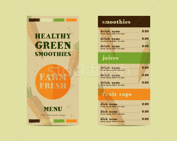 Vegetable smoothie menu vector concept. Fresh elements for cafe or restaurant with energetic fresh d Stock photo © JeksonGraphics